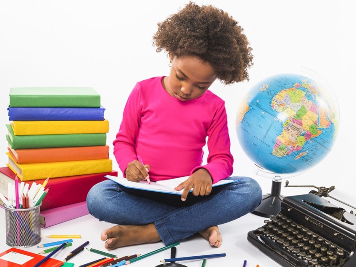 child studying studio